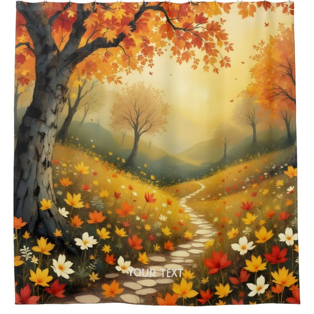 Cortina De Ducha Fantasy Cute Naranja Fall Forest (Anverso)