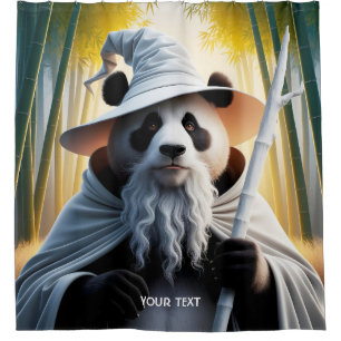 Cortina De Ducha Fantasy Cute Old Panda Wizard