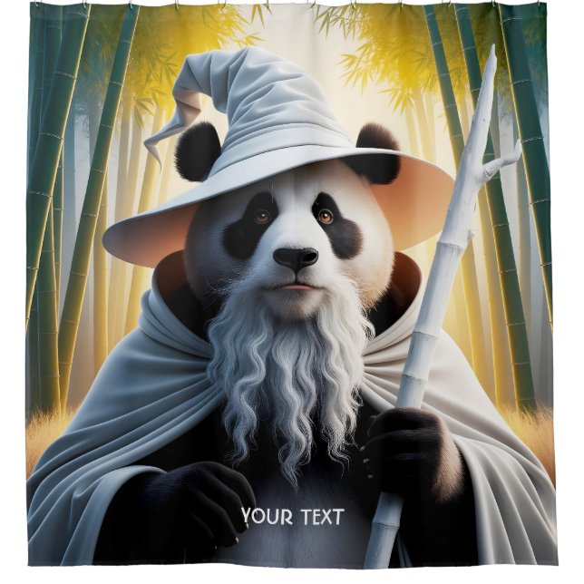 Cortina De Ducha Fantasy Cute Old Panda Wizard (Anverso)