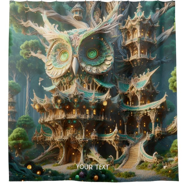 Cortina De Ducha Fantasy Cute Owen Tree House (Anverso)