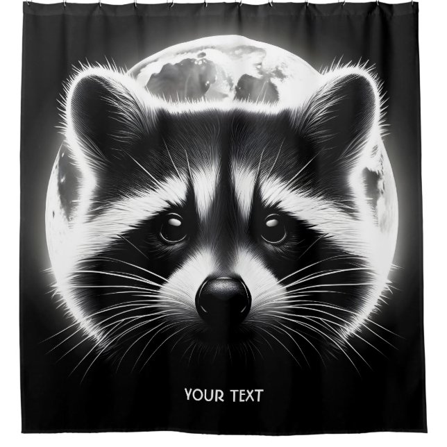 Cortina De Ducha Fantasy Cute Racoon Face Moon (Anverso)