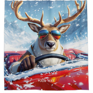 Cortina De Ducha Fantasy Cute Reindeer Car Winter