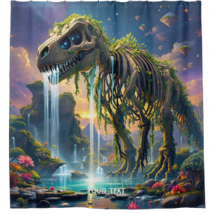 Cortina De Ducha Fantasy Cute Skeleton Dinosaur Garden