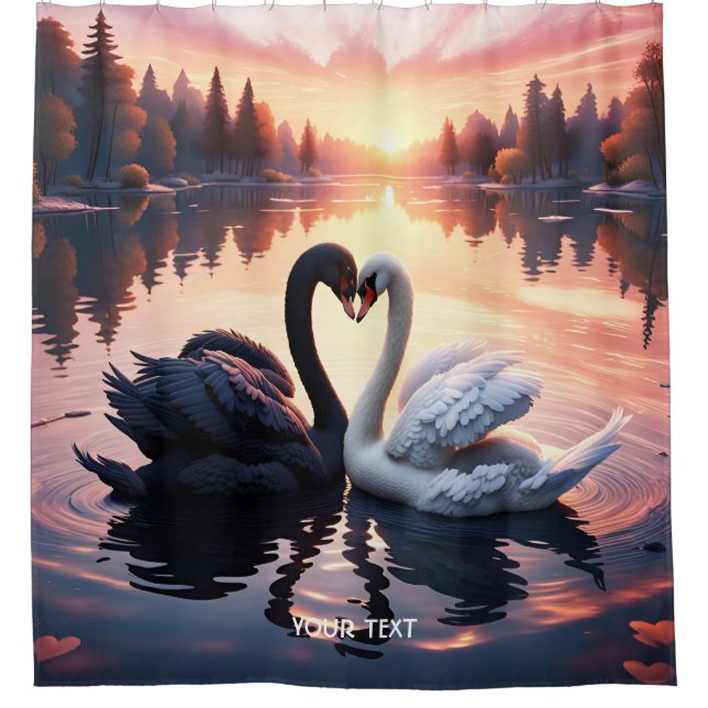 Cortina De Ducha Fantasy Cute Swan Lake Sunset (Anverso)