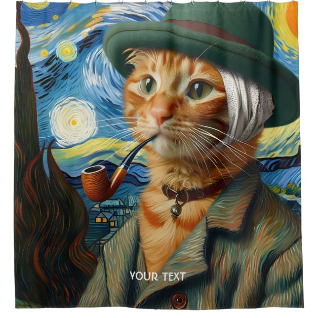 Cortina De Ducha Fantasy Cute Van Gogh Gorra (Anverso)
