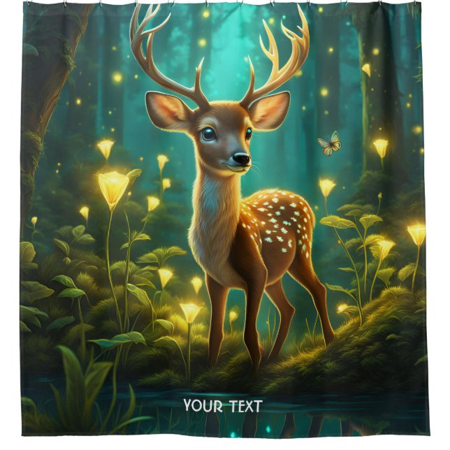 Cortina De Ducha Fantasy Cute Vivid Baby Deer Forest (Anverso)