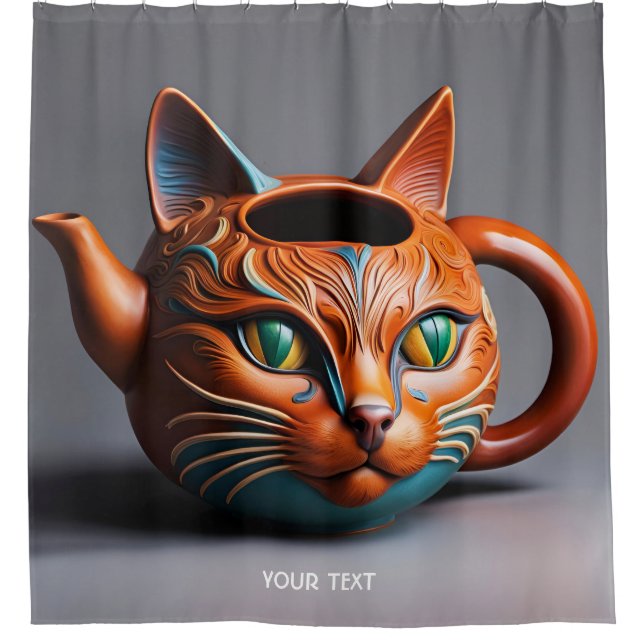 Cortina De Ducha Fantasy Cute Vivid Cat Tea Pot (Anverso)