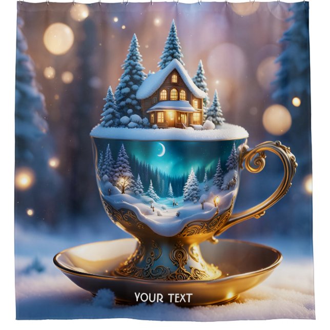 Cortina De Ducha Fantasy Cute Vivid Cup Ice de Invierno (Anverso)