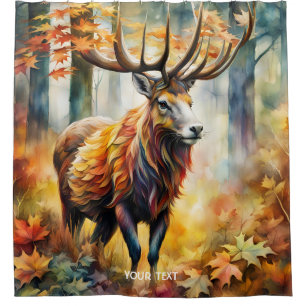 Cortina De Ducha Fantasy Cute Vivid Deer Watercolor Otoño