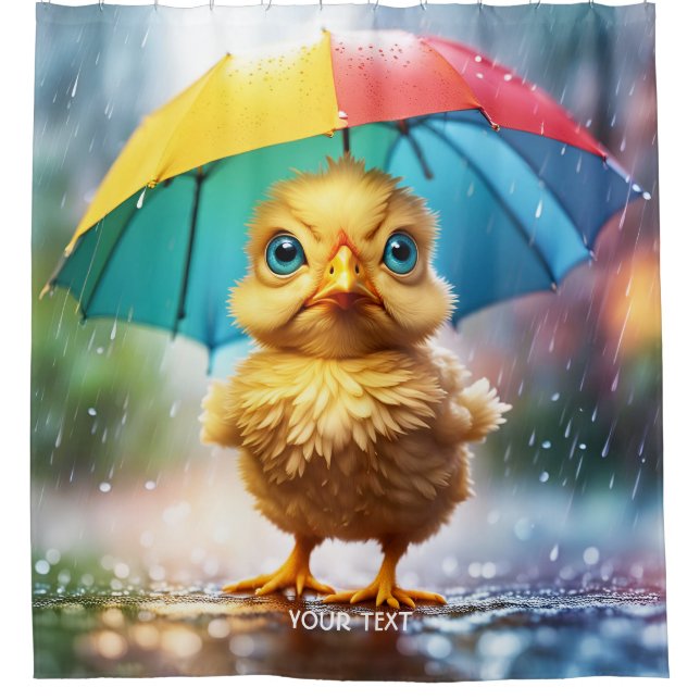 Cortina De Ducha Fantasy Cute Vivid Spring Rain Chicken (Anverso)