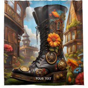 Cortina De Ducha Fantasy Cute Vivid Steampunk Boot House. Perfecto