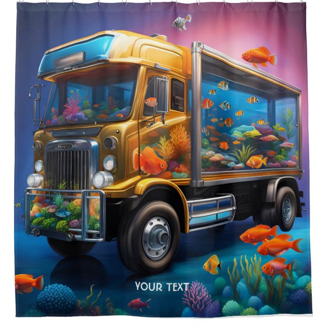 Cortina De Ducha Fantasy Cute Vivid Truck Aquarium Fish (Anverso)