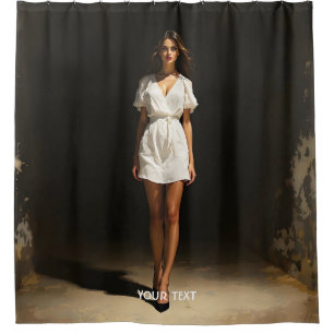Cortina De Ducha Fantasy Cute White Vestido Chica