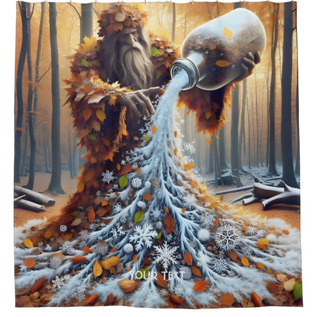 Cortina De Ducha Fantasy Cute Wizard Making Winter (Anverso)