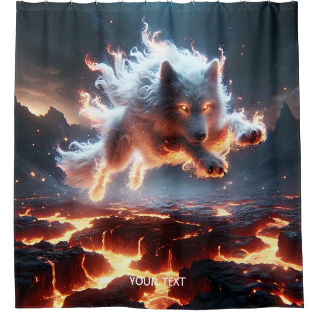 Cortina De Ducha Fantasy Cute Wolf Lava Lava Fire (Anverso)