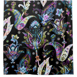 Cortina De Ducha Fantasy Floral Paisley: Ornamento sin foco