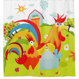 Cortina De Ducha Farm Roosters