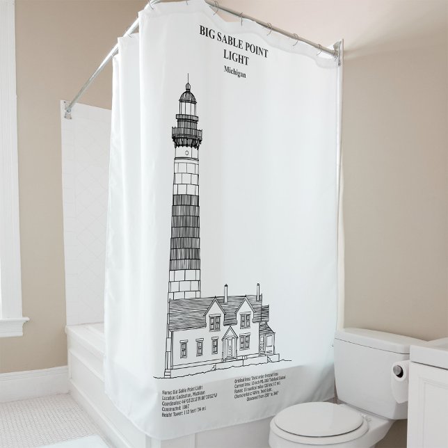 Cortina De Ducha Faro de Big Sable Point - Míchigan - BD (Big Sable Point Lighthouse - Michigan - BD. Shower Curtain)