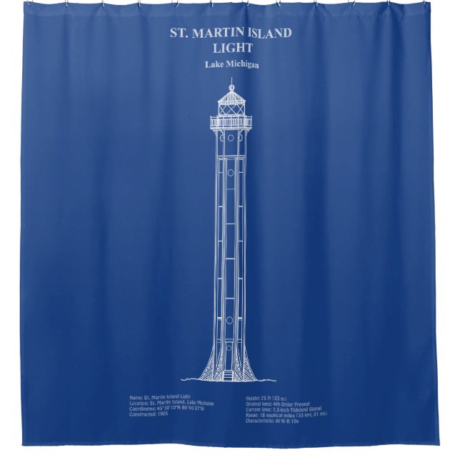 Cortina De Ducha Faro de la isla St. Martin - Michigan - AD (Anverso)
