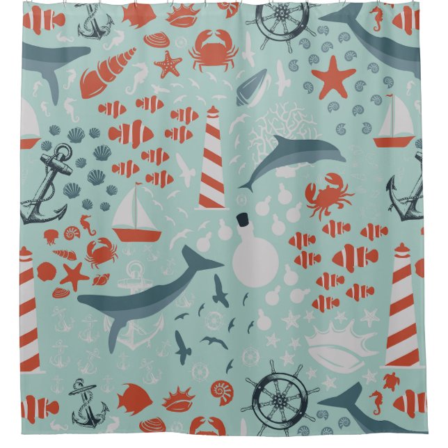 Cortina De Ducha faro marino marino marino oceánico (Anverso)