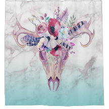 Faux Marble Ombre & Colorful Boho Skull