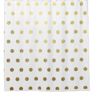 Cortina De Ducha Faux Relieve metalizado dorado Polka Dot Baño Cort