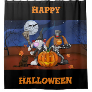 Cortina De Ducha Felices connidos de Halloween