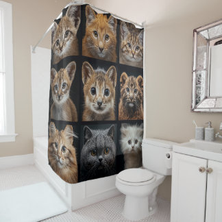 Cortina De Ducha Feline Pets Cat Faces Shower Curtain