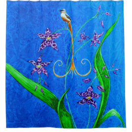 Cortina De Ducha Feliz ave orquídea hawaiana