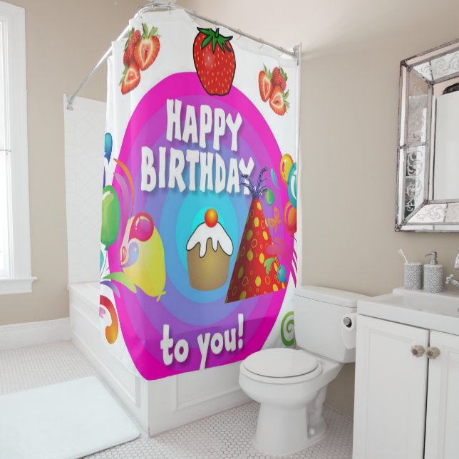 Cortina de ducha Feliz cumpleaños (In situ)