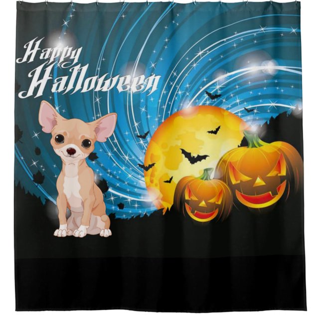 Cortina De Ducha Feliz Halloween Chihuahua (Anverso)