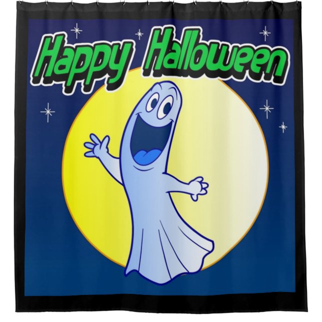 Cortina De Ducha Feliz Halloween Fantasma (Anverso)