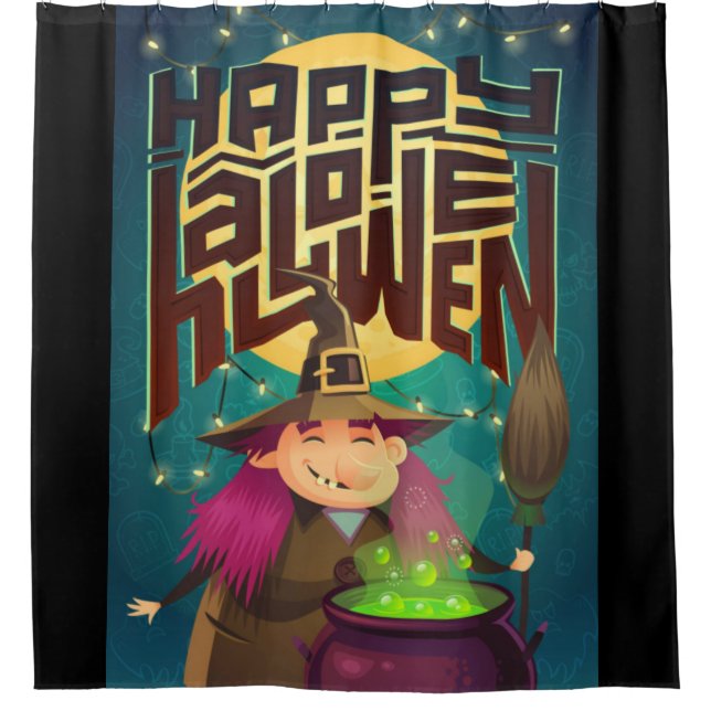 Cortina De Ducha Feliz Halloween Granny Witch (Anverso)