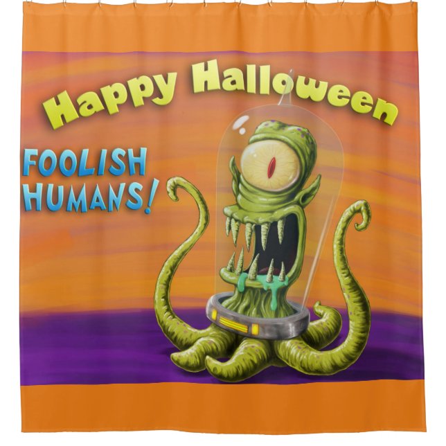 Cortina De Ducha Feliz Halloween Humanos Tontos (Anverso)