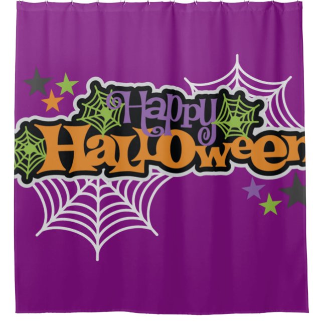 Cortina De Ducha Feliz Halloween Spider Webs (Anverso)