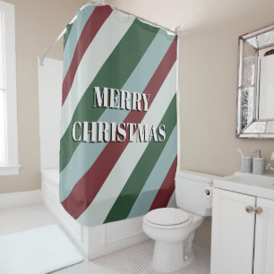 Cortina De Ducha Feliz Navidad Candy Cane Strie Pattern Shower