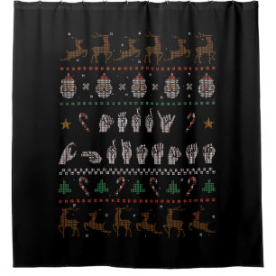 Cortina De Ducha Feliz Navidad - Lengua de Rótulo Americana ASL II