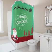 Feliz Navidad Santa Reindeer Snowflakes Green