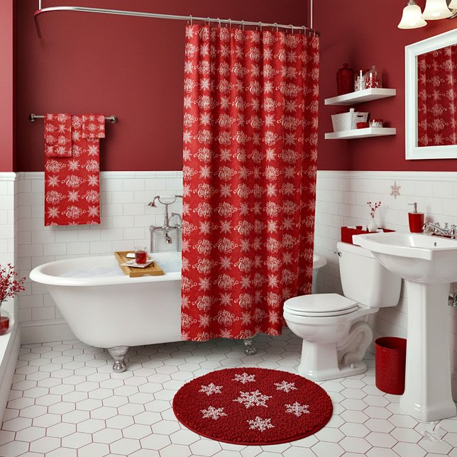 Cortina De Ducha Feliz Navidad y copos de nieve (Subido por el creador)