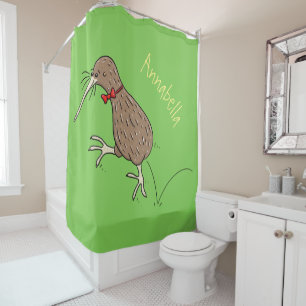 Cortina De Ducha Feliz salto kiwi con diseño de personalizado de co