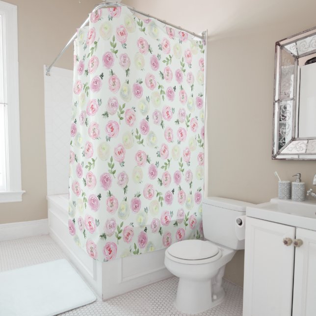 Cortina de ducha Femenina Rosa Floral (In situ)