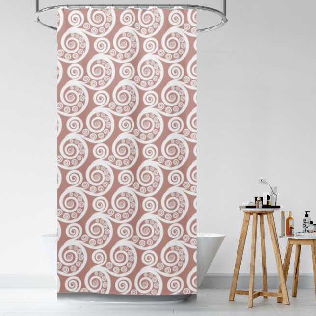 Cortina De Ducha Feminine Rosy & White Fern Leaf Curls Swirls (Feminine Rosy & White Fern Leaf Curls Swirls Shower Curtain)