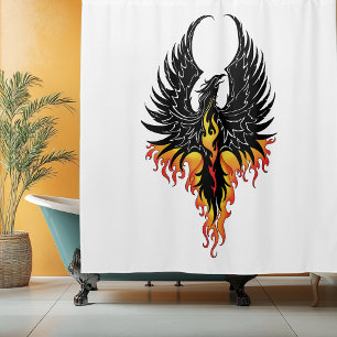 Cortina De Ducha Fénix Ardiente Resurgiendo Pájaro de Fuego Llamas