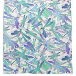 Cortina De Ducha Feria de libélula | Blanco