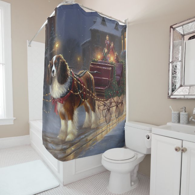Cortina De Ducha Festival de Navidades Cavalier King Charles Spanie (In situ)