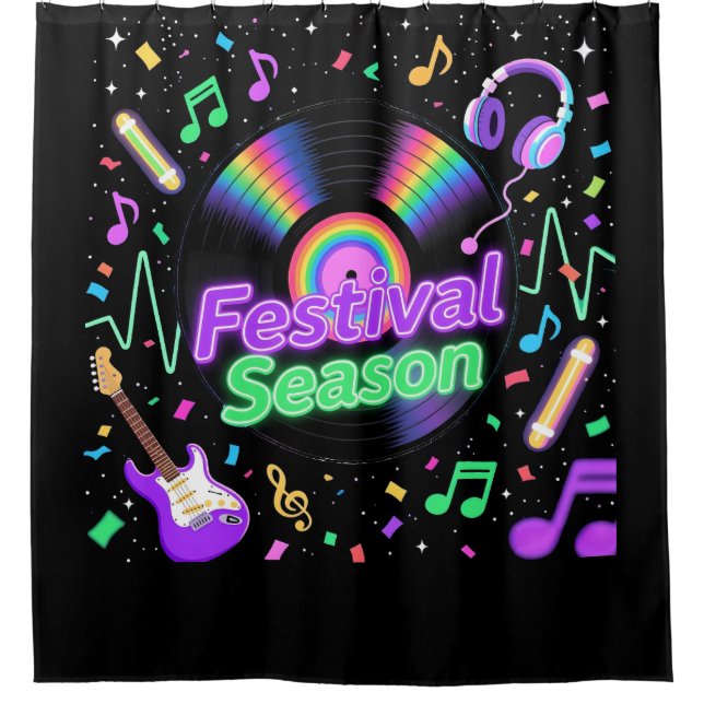 Cortina De Ducha Festival Season Music Vinyl Record Graphic (Anverso)