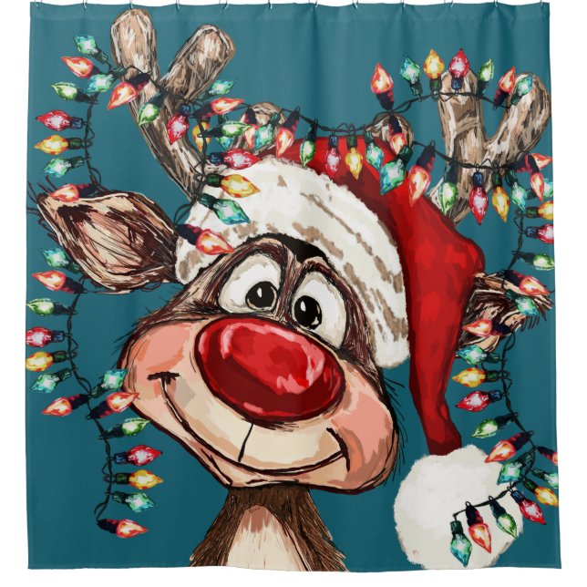 Cortina De Ducha Festive Reindeer Christmas Shower Curtain (Anverso)