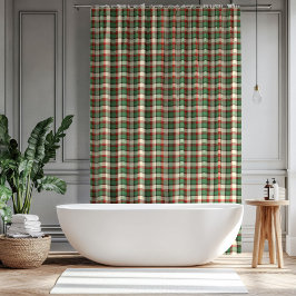 Cortina De Ducha Festive Tartan Curtain Red Green Gift for Décor