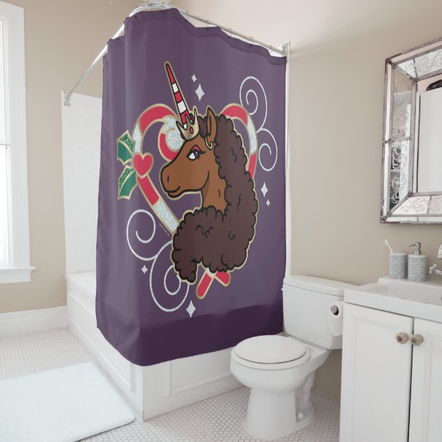 Cortina De Ducha Festividad cardíaca de caramelo de caramelo Afro U (In situ)