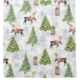 Cortina De Ducha Festividad de árboles y habitantes de Navidad